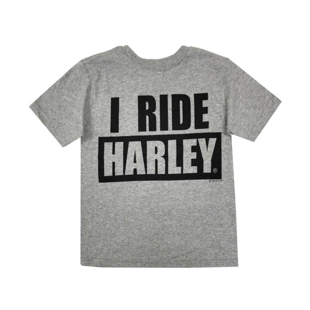 Harley-Davidson Little Kids' I Ride Harley Short Sleeve T-Shirt, Gray Size 2T